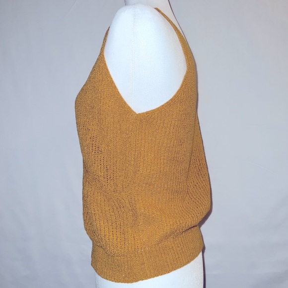 Anthro Pepin Mustard Yellow Knit Wrap Tank Sweater Size Small - Picture 3 of 6